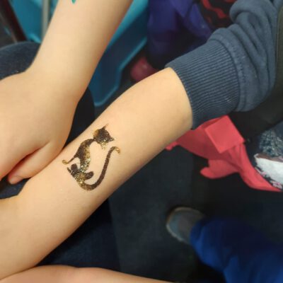 Glitzertattoos Katze Spinne